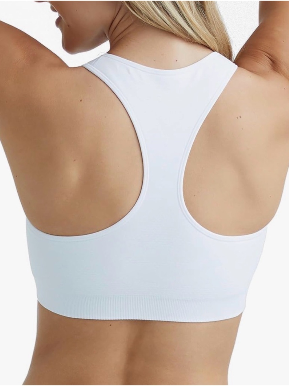 Hanes White Seamless Racerback Sports Bra Wireless Comfort Fit Medium Support - Picture 2 of 6